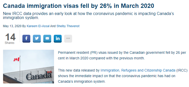 3月份加拿大移民人數下降26%，下半年將奮起直追!